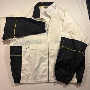 Nike Windbreaker 90s Jacket White Black‎ Yellow Color Block Full Zip Mens XL
